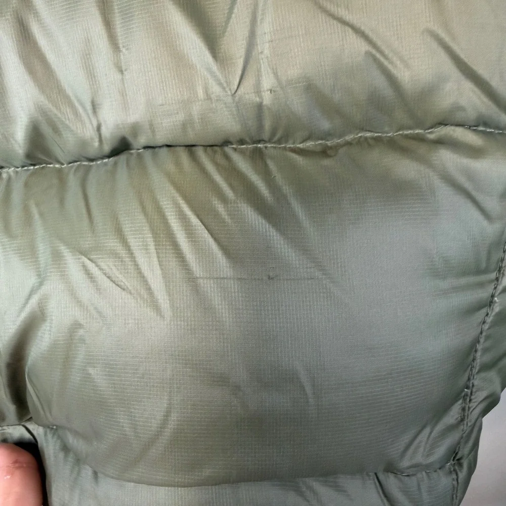 Eddie Bauer Puffer Jacket Mens Large Olive Green Goose Down‎ Ripstop Zip Hiking